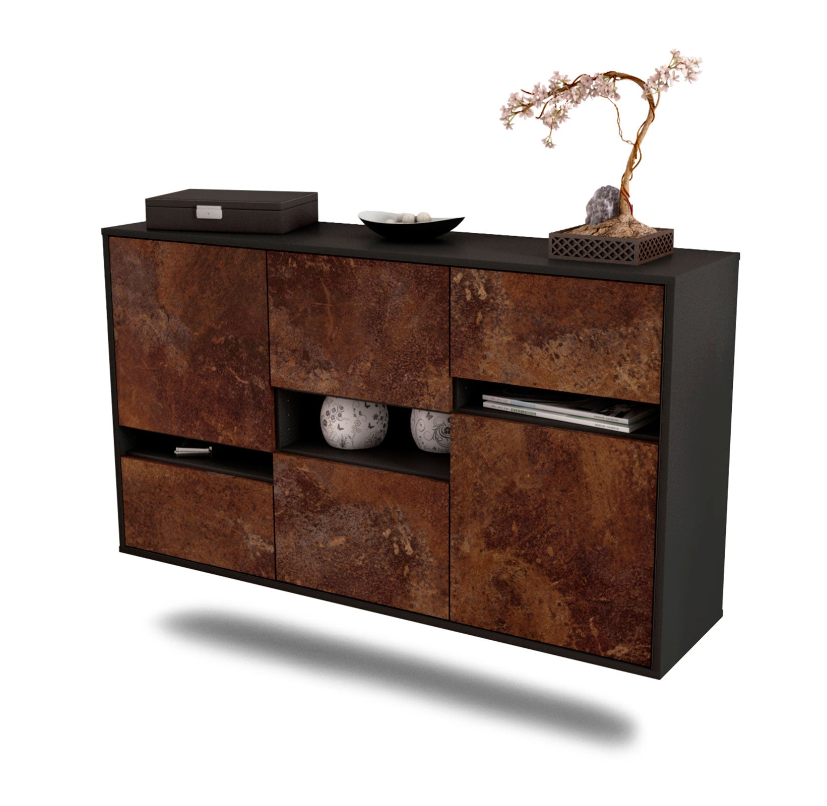 Sideboard Hayward | hängend | Korpus Anthrazit | Front in Rost Optik | 136x79x35cm (BxHxT) 1 Sideboard Hayward | hängend | Korpus Anthrazit | Front in Rost Optik | 136x79x35cm (BxHxT)