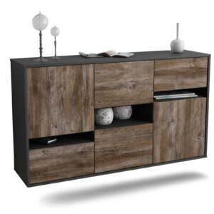 Sideboard Hayward | hängend | Korpus Anthrazit | Front in Treibholz Holz Optik | 136x79x35cm (BxHxT)