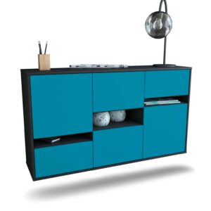 Sideboard Hayward | hängend | Korpus Anthrazit | Front in Türkis | 136x79x35cm (BxHxT)