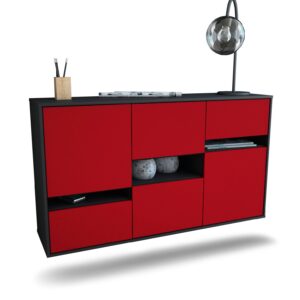 Sideboard Hayward | hängend | Korpus Anthrazit | Front in Bordeaux | 136x79x35cm (BxHxT)