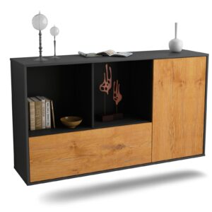 Sideboard Palmdale | hängend | Korpus Anthrazit | Front in Eiche Holz Optik | 136x79x35cm (BxHxT)