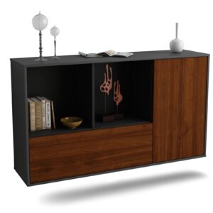 Sideboard Palmdale | hängend | Korpus Anthrazit | Front in Walnuss Holz Optik | 136x79x35cm (BxHxT)