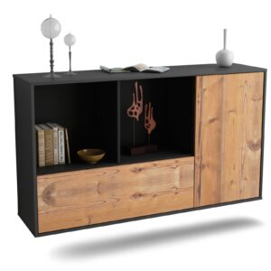 Sideboard Palmdale | hängend | Korpus Anthrazit | Front in Pinie Holz Optik | 136x79x35cm (BxHxT)