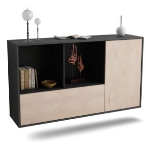 Sideboard Palmdale | hängend | Korpus Anthrazit | Front in Zeder Holz Optik | 136x79x35cm (BxHxT)