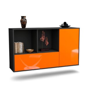 Sideboard Palmdale | hängend | Korpus Anthrazit | Front in Hochglanz Orange | 136x79x35cm (BxHxT)