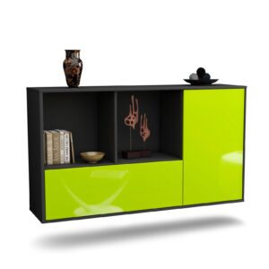 Sideboard Palmdale | hängend | Korpus Anthrazit | Front in Hochglanz Grün | 136x79x35cm (BxHxT)