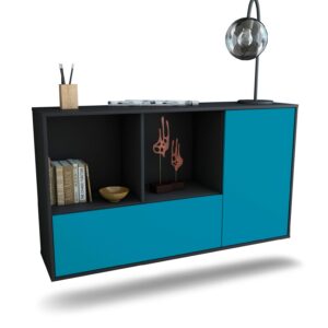 Sideboard Palmdale | hängend | Korpus Anthrazit | Front in Türkis | 136x79x35cm (BxHxT)