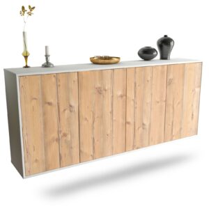 Sideboard Lakewood | hängend | Korpus Weiß | Front in Pinie Holz Optik | 180x79x35cm (BxHxT)