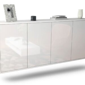 Sideboard Lakewood | hängend | Korpus Weiß | Front in Hochglanz Weiß | 180x79x35cm (BxHxT)