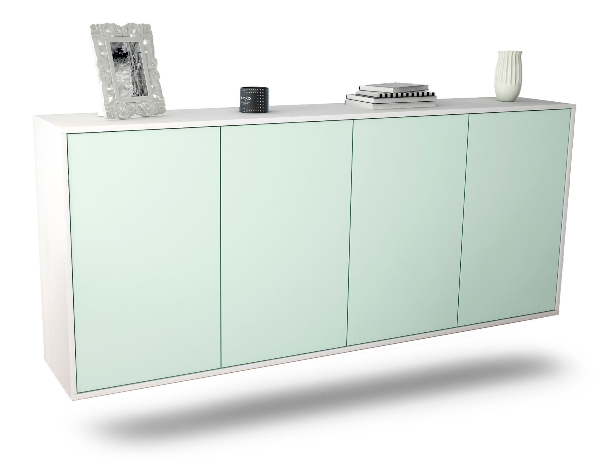 Sideboard Lakewood | hängend | Korpus Weiß | Front in Mint | 180x79x35cm (BxHxT) 1 Sideboard Lakewood | hängend | Korpus Weiß | Front in Mint | 180x79x35cm (BxHxT)