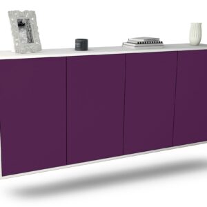 Sideboard Lakewood | hängend | Korpus Weiß | Front in Lila | 180x79x35cm (BxHxT)