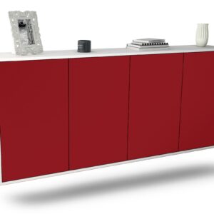 Sideboard Lakewood | hängend | Korpus Weiß | Front in Bordeaux | 180x79x35cm (BxHxT)