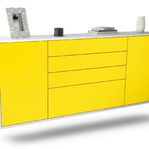 Sideboard Alexandria | hängend | Korpus Weiß | Front in Gelb | 180x79x35cm (BxHxT)