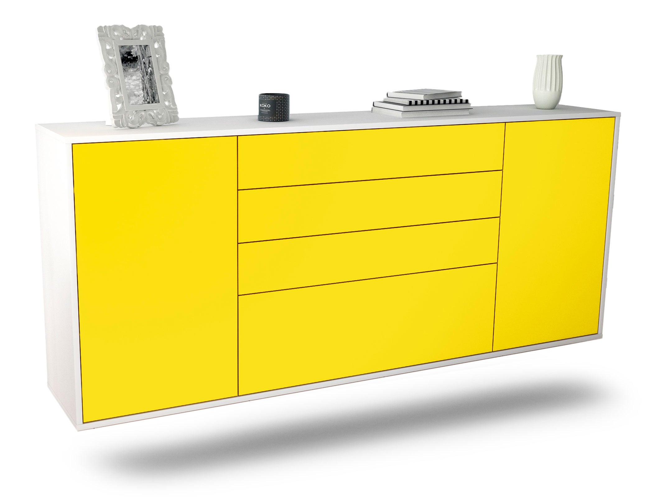 Sideboard Alexandria | hängend | Korpus Weiß | Front in Gelb | 180x79x35cm (BxHxT) 1 Sideboard Alexandria | hängend | Korpus Weiß | Front in Gelb | 180x79x35cm (BxHxT)
