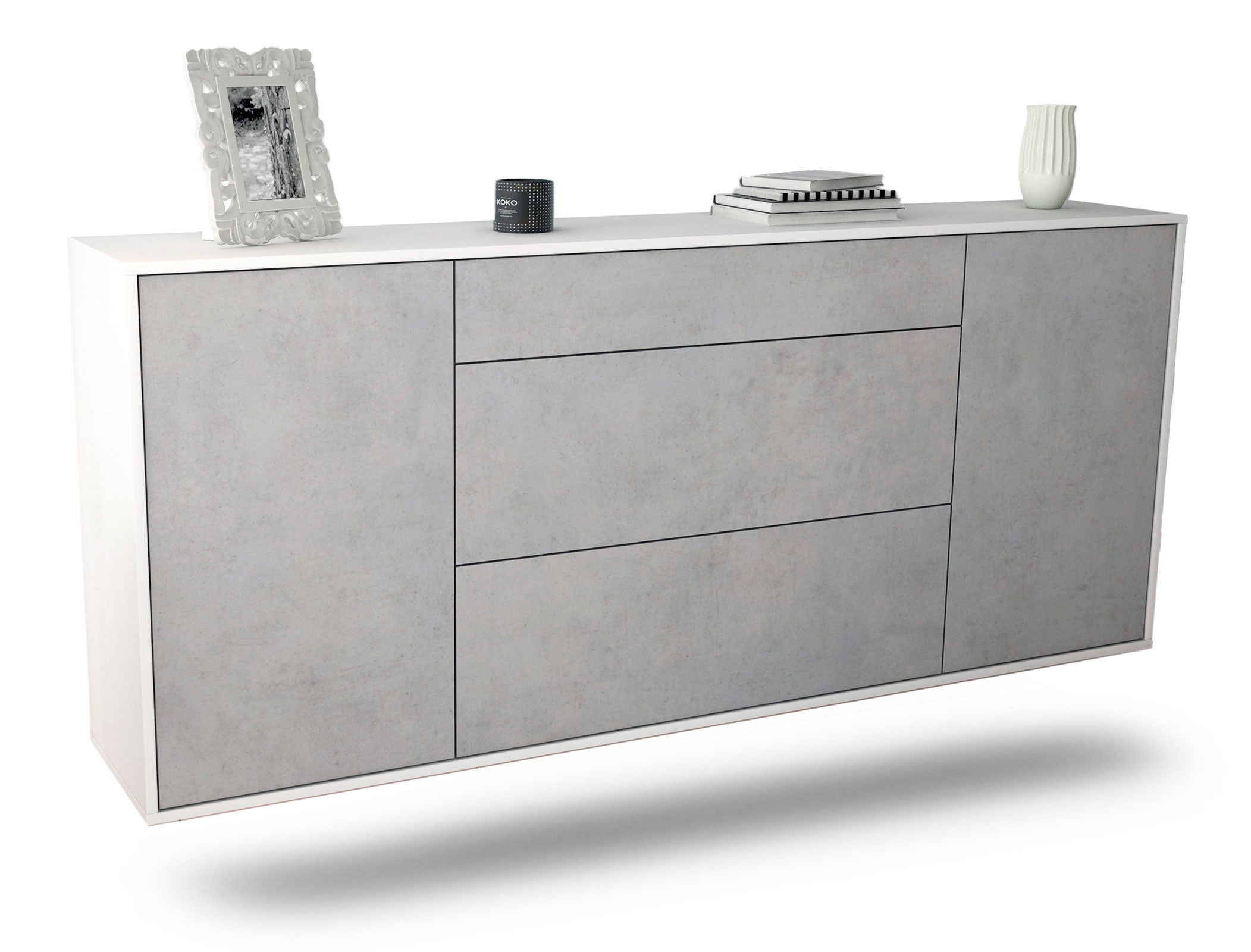Sideboard Syracuse | hängend | Korpus Weiß | Front in Beton Optik | 180x79x35cm (BxHxT) 1 Sideboard Syracuse | hängend | Korpus Weiß | Front in Beton Optik | 180x79x35cm (BxHxT)