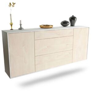 Sideboard Syracuse | hängend | Korpus Weiß | Front in Zeder Holz Optik | 180x79x35cm (BxHxT)
