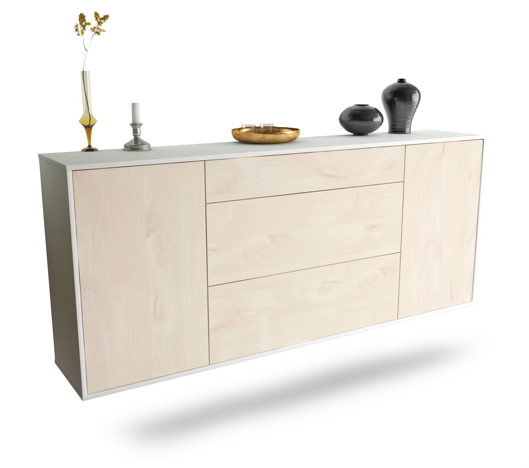 Sideboard Syracuse | hängend | Korpus Weiß | Front in Zeder Holz Optik | 180x79x35cm (BxHxT) 1 Sideboard Syracuse | hängend | Korpus Weiß | Front in Zeder Holz Optik | 180x79x35cm (BxHxT)