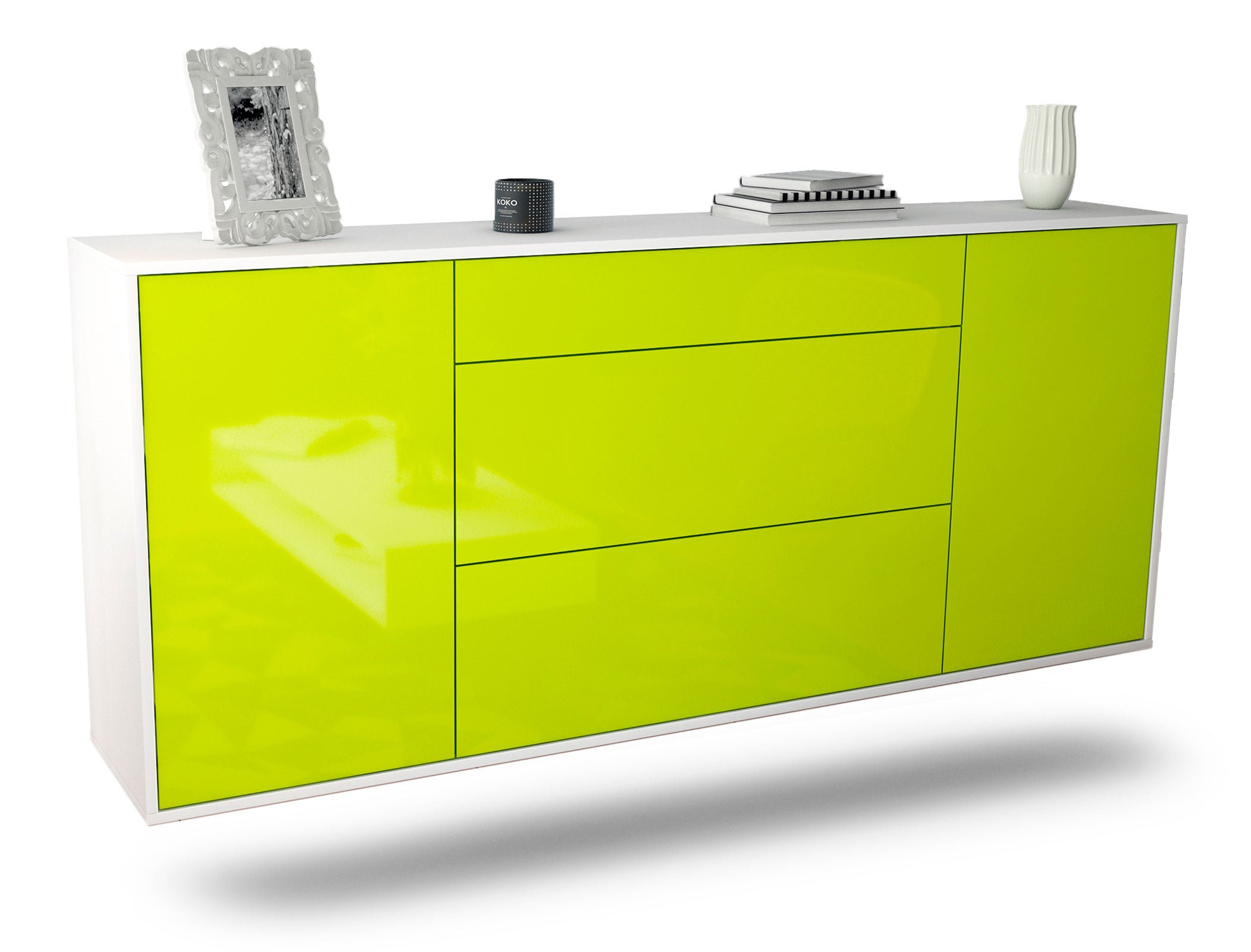 Sideboard Syracuse | hängend | Korpus Weiß | Front in Hochglanz Grün | 180x79x35cm (BxHxT) 1 Sideboard Syracuse | hängend | Korpus Weiß | Front in Hochglanz Grün | 180x79x35cm (BxHxT)