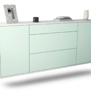 Sideboard Syracuse | hängend | Korpus Weiß | Front in Mint | 180x79x35cm (BxHxT)