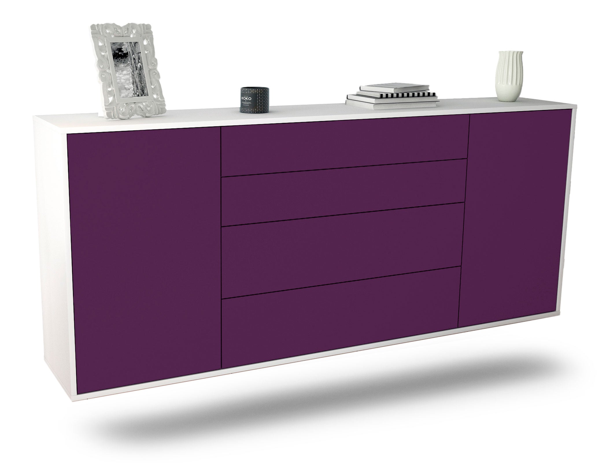 Sideboard Bridgeport | hängend | Korpus Weiß | Front in Lila | 180x79x35cm (BxHxT) 1 Sideboard Bridgeport | hängend | Korpus Weiß | Front in Lila | 180x79x35cm (BxHxT)