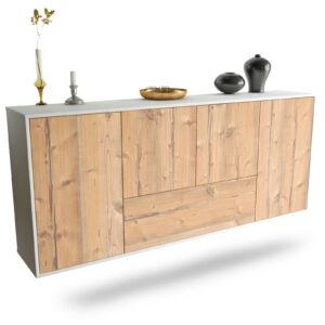 Sideboard Escondido | hängend | Korpus Weiß | Front in Pinie Holz Optik | 180x79x35cm (BxHxT)