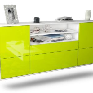 Sideboard Escondido | hängend | Korpus Weiß | Front in Hochglanz Grün | 180x79x35cm (BxHxT)