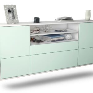 Sideboard Escondido | hängend | Korpus Weiß | Front in Mint | 180x79x35cm (BxHxT)