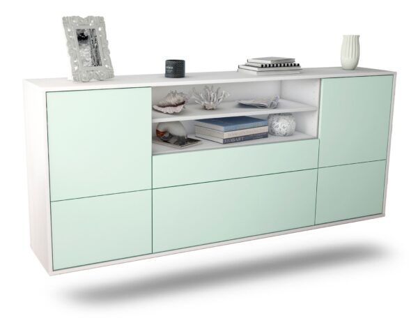 Sideboard Escondido | hängend | Korpus Weiß | Front in Mint | 180x79x35cm (BxHxT)