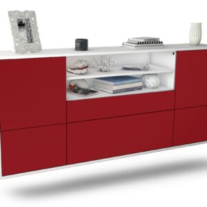 Sideboard Escondido | hängend | Korpus Weiß | Front in Bordeaux | 180x79x35cm (BxHxT)