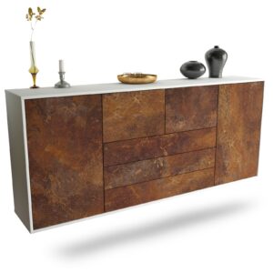 Sideboard Metairie | hängend | Korpus Weiß | Front in Rost Optik | 180x79x35cm (BxHxT)