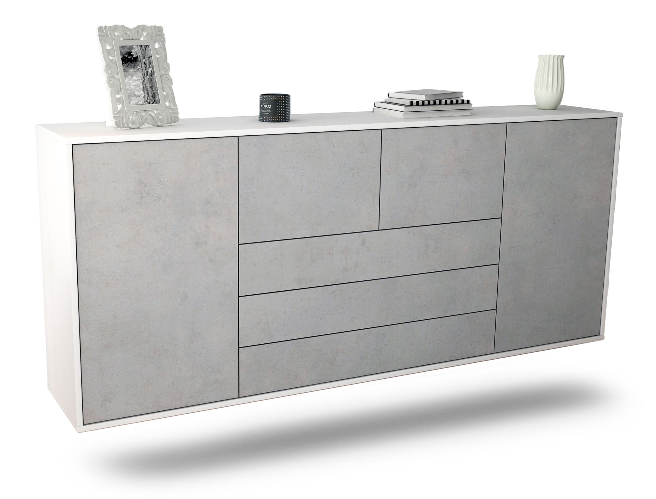Sideboard Metairie | hängend | Korpus Weiß | Front in Beton Optik | 180x79x35cm (BxHxT) 1 Sideboard Metairie | hängend | Korpus Weiß | Front in Beton Optik | 180x79x35cm (BxHxT)
