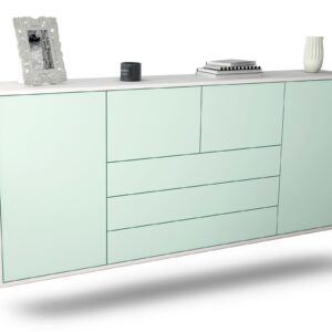Sideboard Metairie | hängend | Korpus Weiß | Front in Mint | 180x79x35cm (BxHxT)