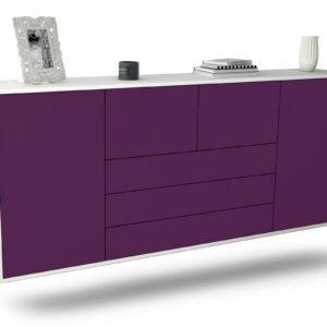 Sideboard Metairie | hängend | Korpus Weiß | Front in Lila | 180x79x35cm (BxHxT)