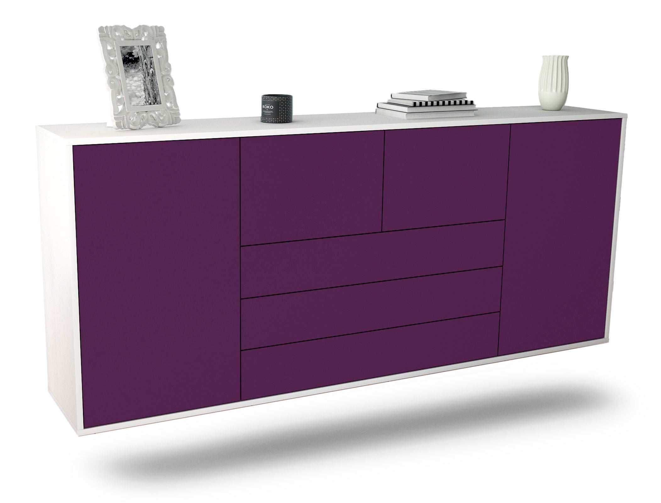 Sideboard Metairie | hängend | Korpus Weiß | Front in Lila | 180x79x35cm (BxHxT) 1 Sideboard Metairie | hängend | Korpus Weiß | Front in Lila | 180x79x35cm (BxHxT)