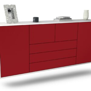 Sideboard Metairie | hängend | Korpus Weiß | Front in Bordeaux | 180x79x35cm (BxHxT)