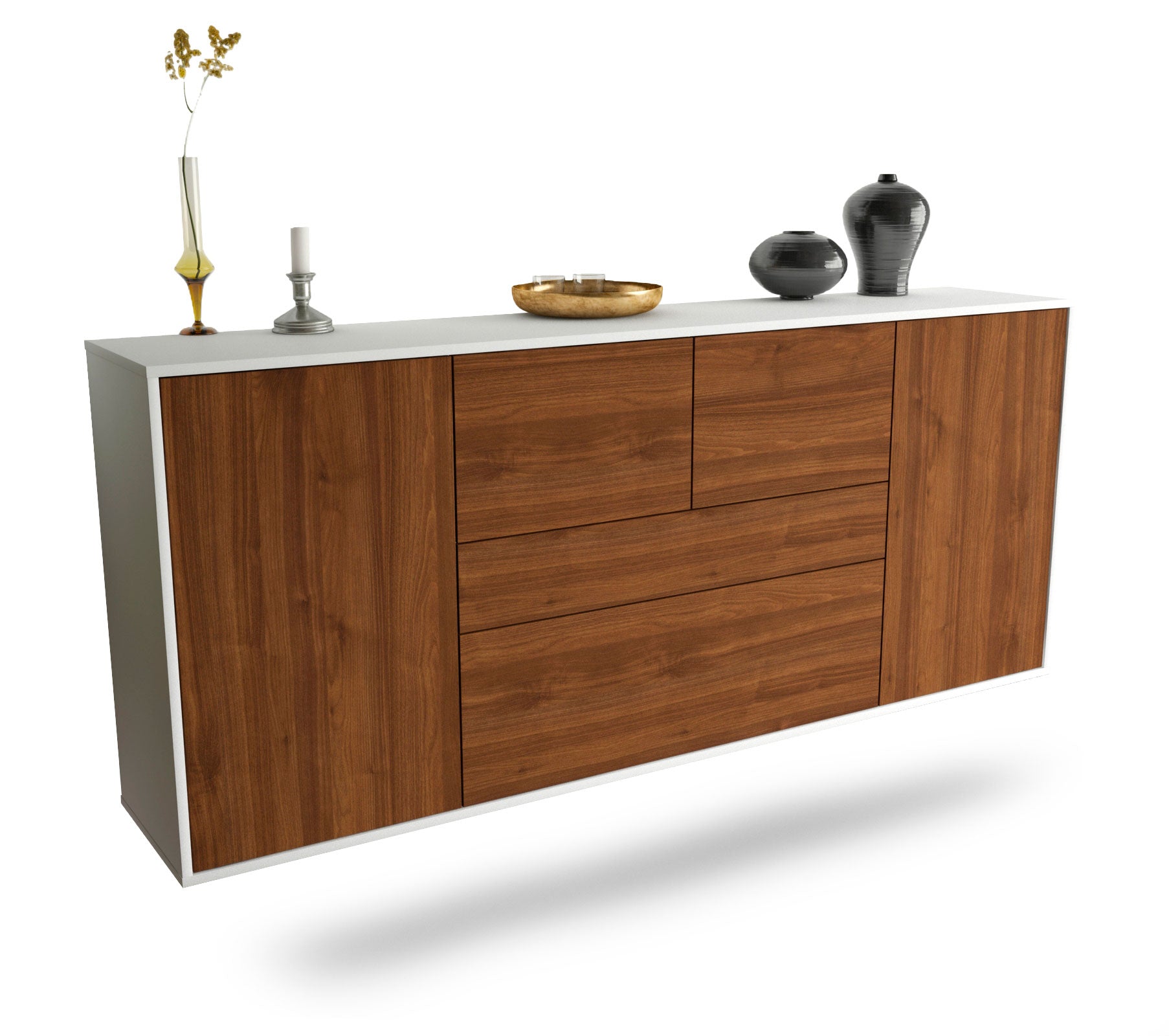 Sideboard Orange | hängend | Korpus Weiß | Front in Walnuss Holz Optik | 180x79x35cm (BxHxT) 1 Sideboard Orange | hängend | Korpus Weiß | Front in Walnuss Holz Optik | 180x79x35cm (BxHxT)