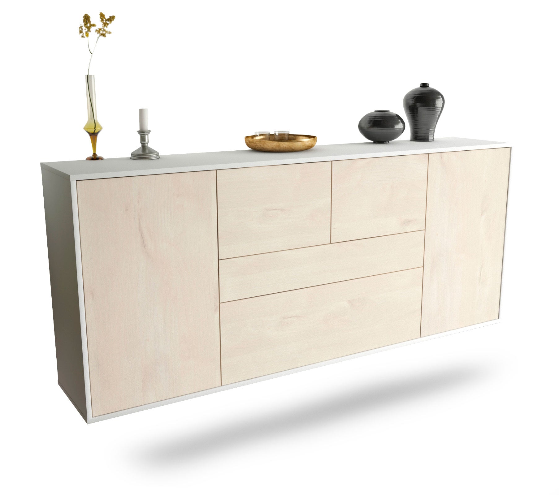 Sideboard Orange | hängend | Korpus Weiß | Front in Zeder Holz Optik | 180x79x35cm (BxHxT) 1 Sideboard Orange | hängend | Korpus Weiß | Front in Zeder Holz Optik | 180x79x35cm (BxHxT)