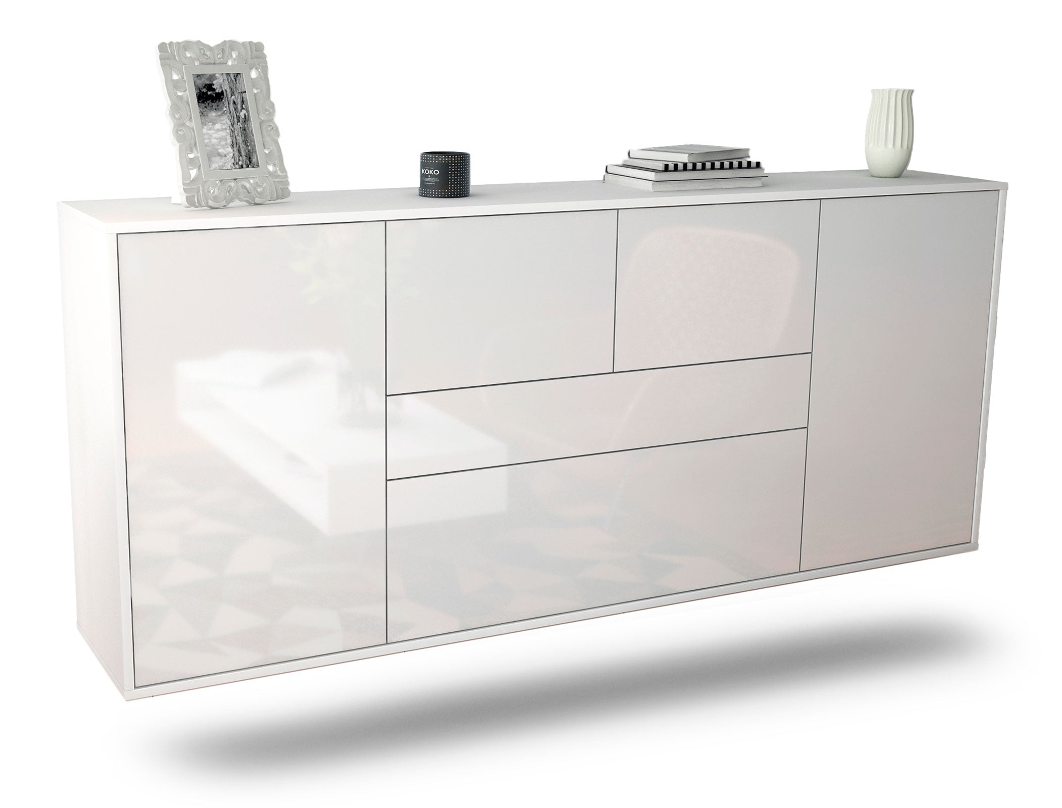 Sideboard Orange | hängend | Korpus Weiß | Front in Hochglanz Weiß | 180x79x35cm (BxHxT) 1 Sideboard Orange | hängend | Korpus Weiß | Front in Hochglanz Weiß | 180x79x35cm (BxHxT)