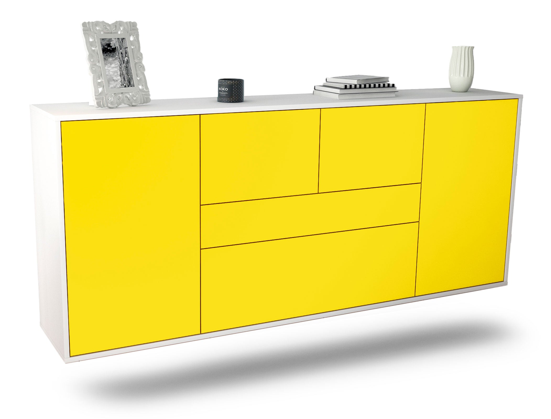 Sideboard Orange | hängend | Korpus Weiß | Front in Gelb | 180x79x35cm (BxHxT) 1 Sideboard Orange | hängend | Korpus Weiß | Front in Gelb | 180x79x35cm (BxHxT)
