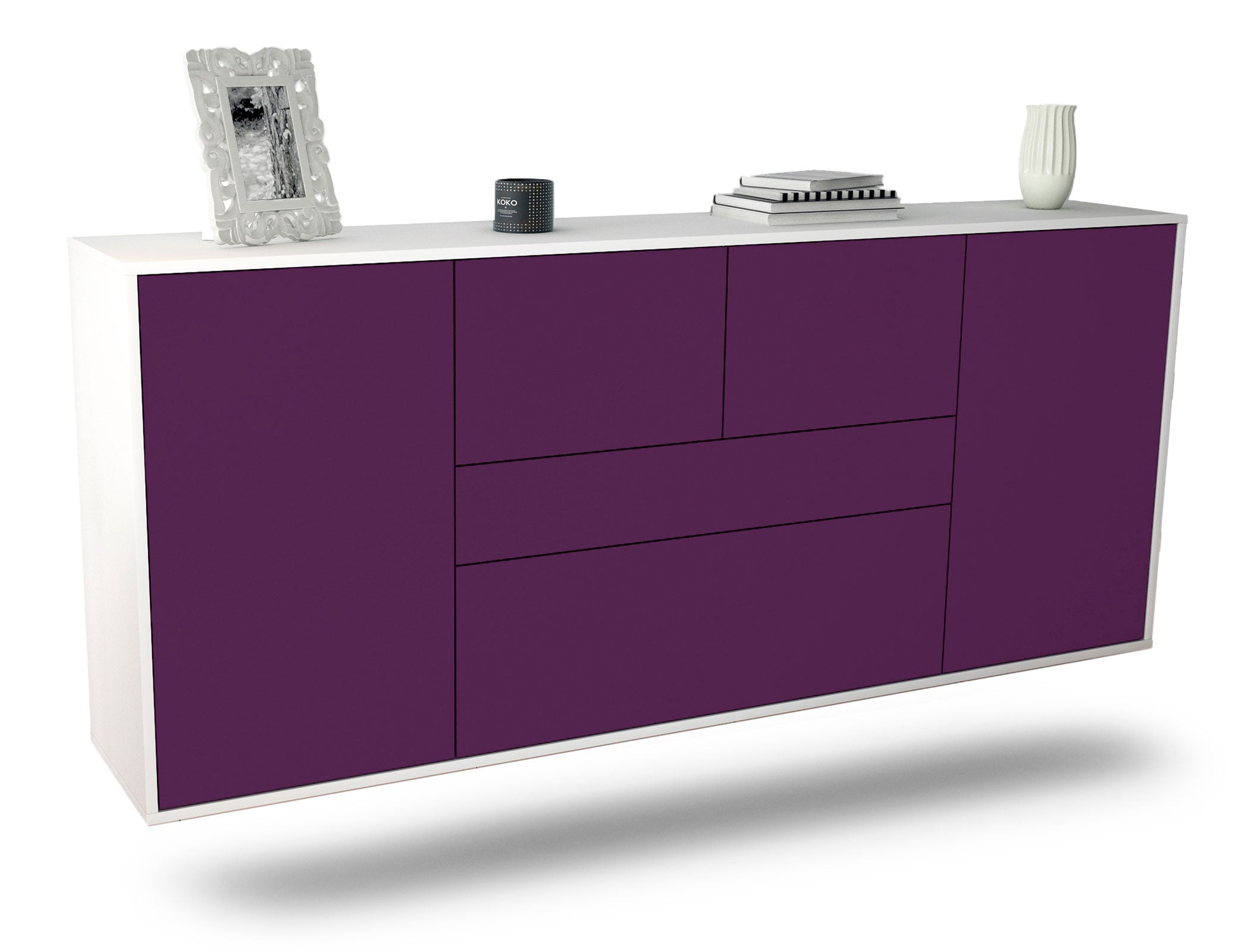 Sideboard Orange | hängend | Korpus Weiß | Front in Lila | 180x79x35cm (BxHxT) 1 Sideboard Orange | hängend | Korpus Weiß | Front in Lila | 180x79x35cm (BxHxT)