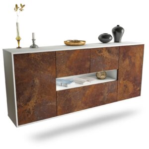 Sideboard Warren | hängend | Korpus Weiß | Front in Rost Optik | 180x79x35cm (BxHxT)