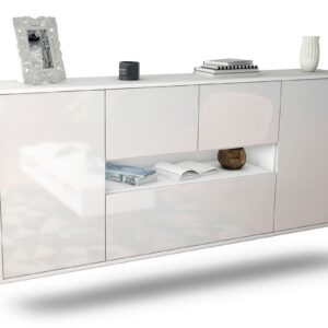 Sideboard Warren | hängend | Korpus Weiß | Front in Hochglanz Weiß | 180x79x35cm (BxHxT)