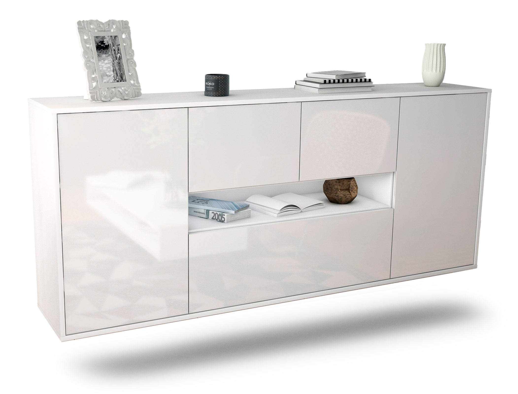 Sideboard Warren | hängend | Korpus Weiß | Front in Hochglanz Weiß | 180x79x35cm (BxHxT) 1 Sideboard Warren | hängend | Korpus Weiß | Front in Hochglanz Weiß | 180x79x35cm (BxHxT)
