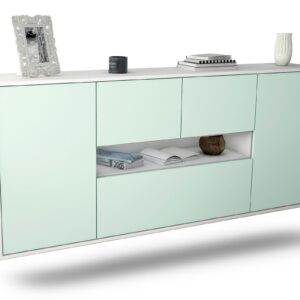 Sideboard Warren | hängend | Korpus Weiß | Front in Mint | 180x79x35cm (BxHxT)