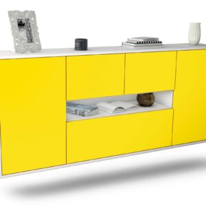 Sideboard Warren | hängend | Korpus Weiß | Front in Gelb | 180x79x35cm (BxHxT)