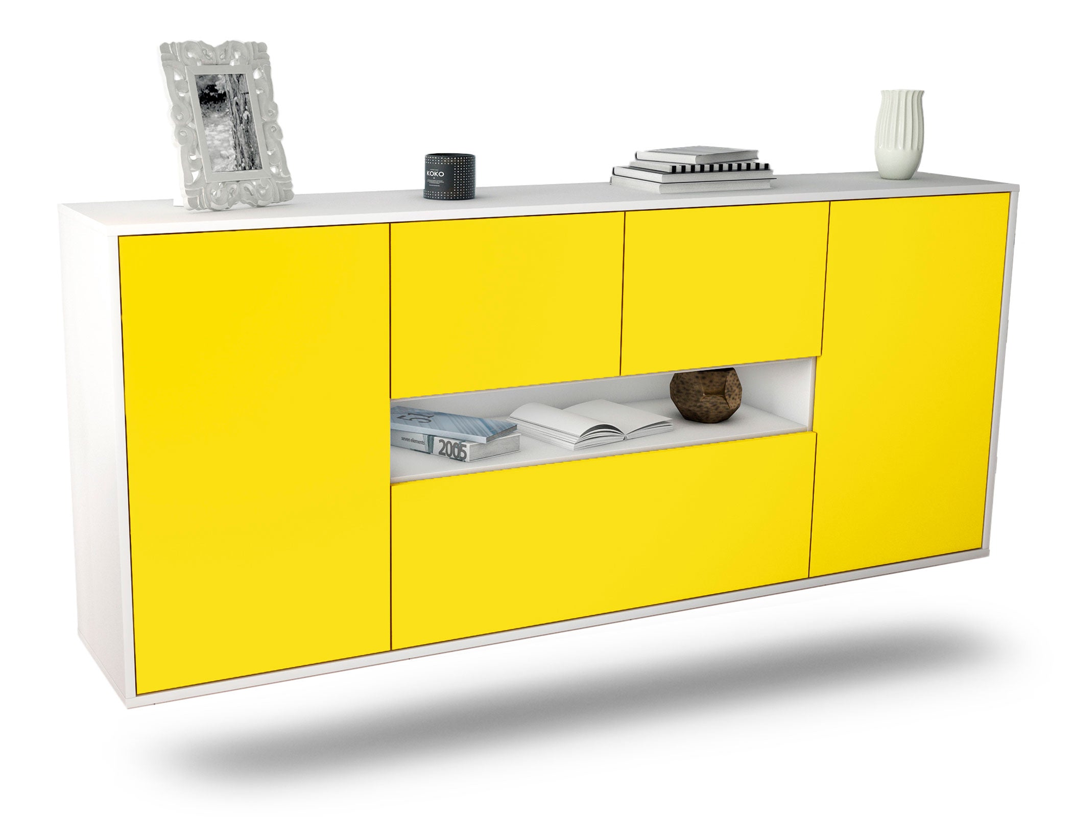 Sideboard Warren | hängend | Korpus Weiß | Front in Gelb | 180x79x35cm (BxHxT) 1 Sideboard Warren | hängend | Korpus Weiß | Front in Gelb | 180x79x35cm (BxHxT)