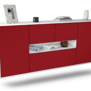 Sideboard Warren | hängend | Korpus Weiß | Front in Bordeaux | 180x79x35cm (BxHxT)
