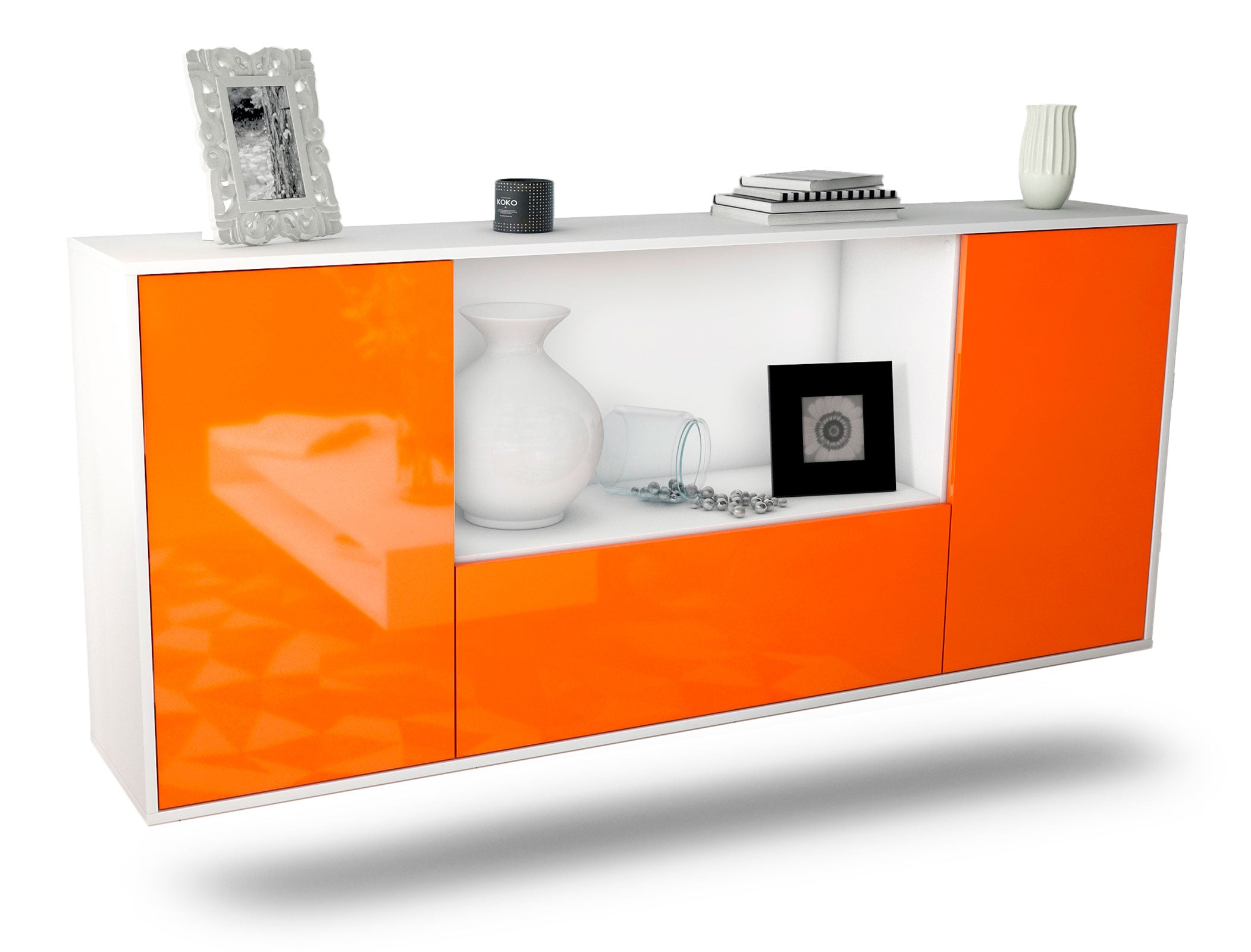 Sideboard Fort Collins | hängend | Korpus Weiß | Front in Hochglanz Orange | 180x79x35cm (BxHxT) 1 Sideboard Fort Collins | hängend | Korpus Weiß | Front in Hochglanz Orange | 180x79x35cm (BxHxT)