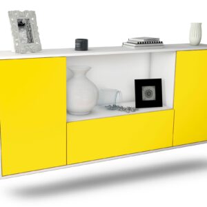 Sideboard Fort Collins | hängend | Korpus Weiß | Front in Gelb | 180x79x35cm (BxHxT)