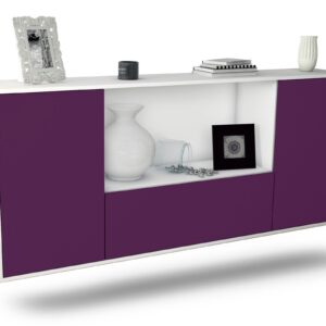 Sideboard Fort Collins | hängend | Korpus Weiß | Front in Lila | 180x79x35cm (BxHxT)
